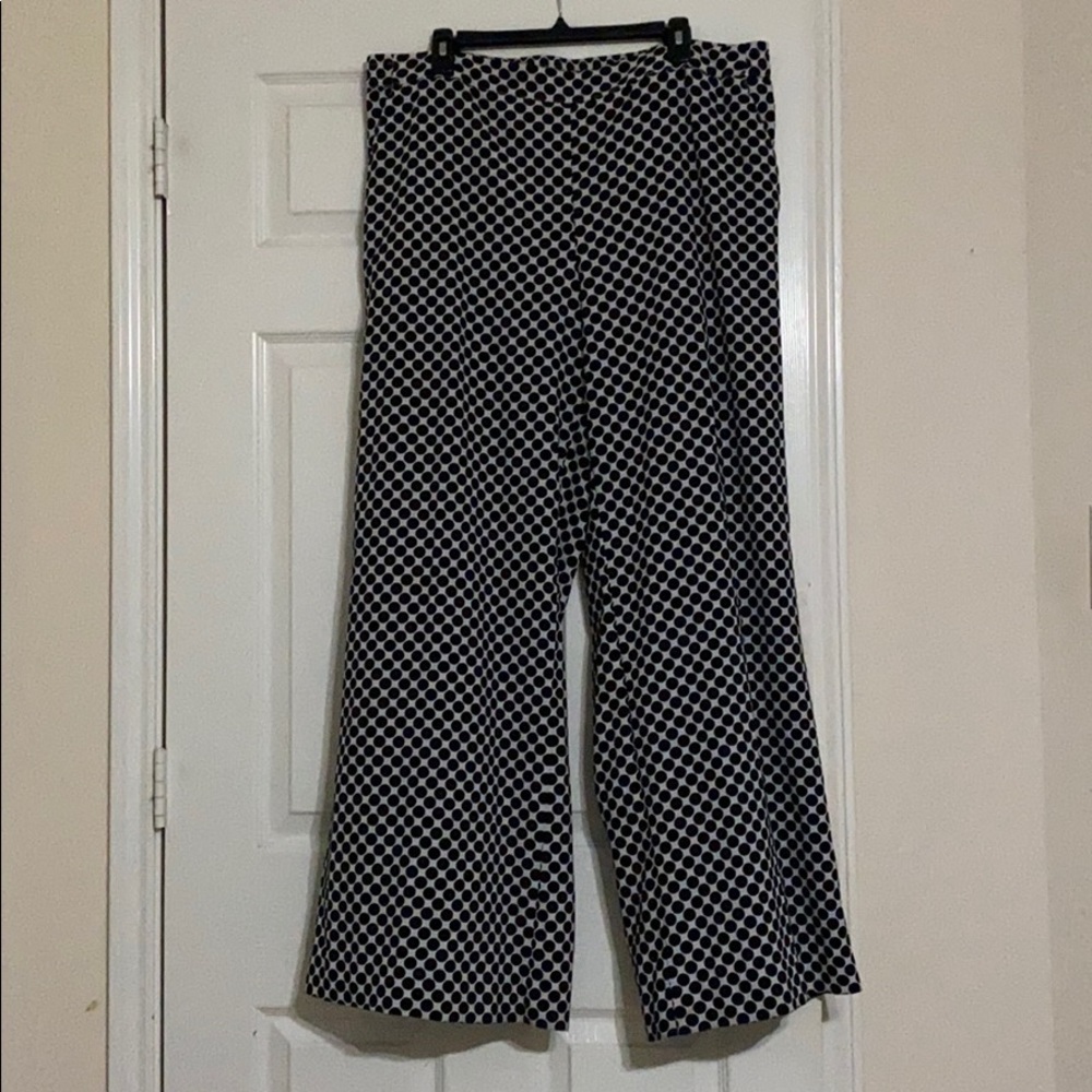 Wide leg polka dot trousers
